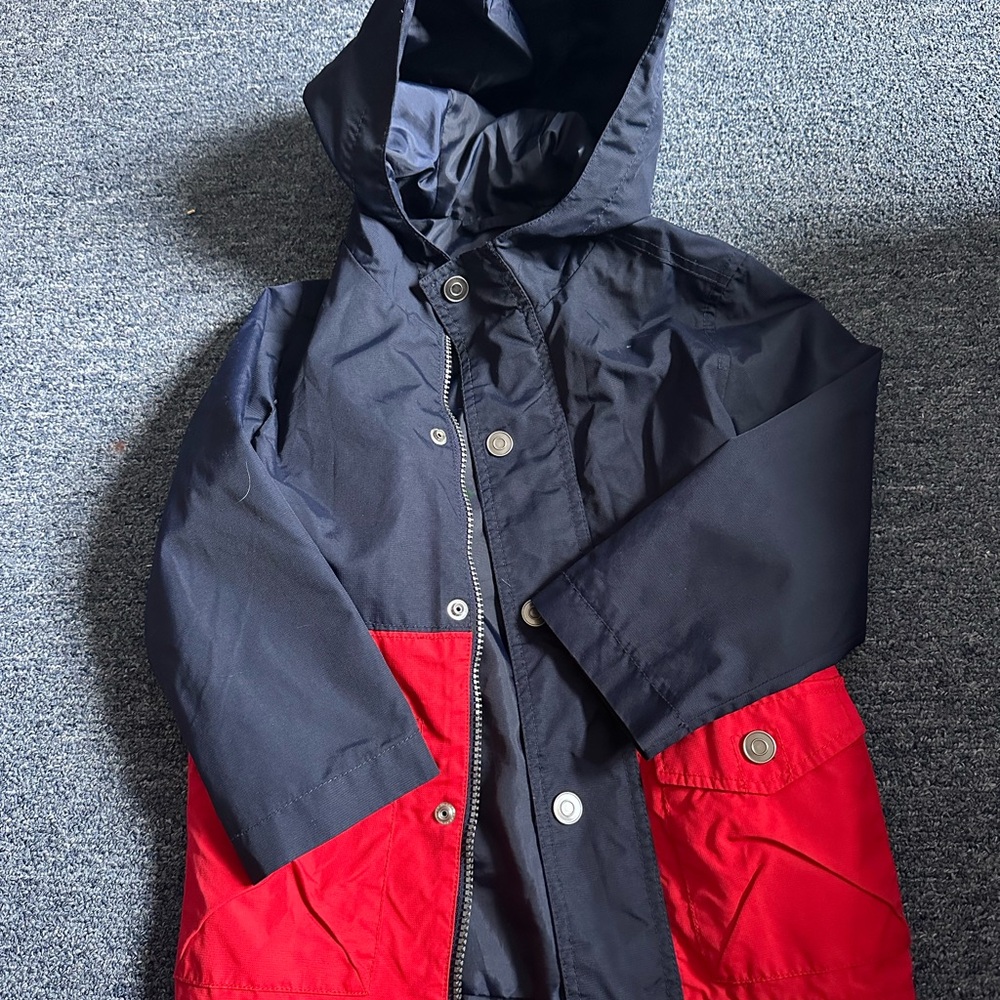 Place Navy and Red Hooded Colorblock Raincoat